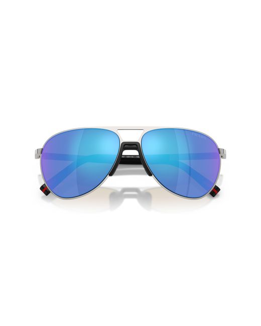 Prada Linea Rossa Black Ps 53Zs 1Bc08R Sunglasses Metal Pilot Mirror for men