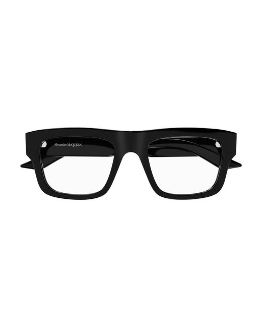 McQueen Black Am0452O 001 Optical Frames Acetate Transparent Squared for men