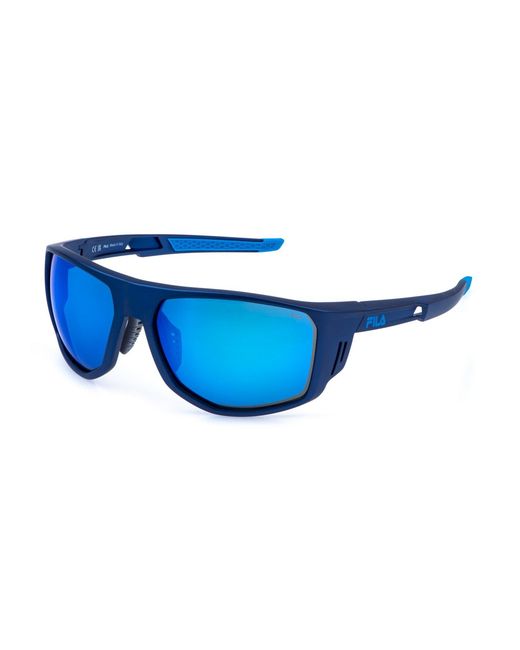 Fila Black Sfib13 7U4B Sunglasses Injected Smoke Geometric Water Repellent Mirrored for men