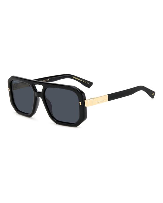 DSquared² Black D2 0105/S 807/2K Sunglasses Acetate Squared Normal Anti-Glare for men