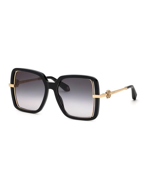 Roberto Cavalli Black Src007 700 Sunglasses Metal Squared Normal Shaded
