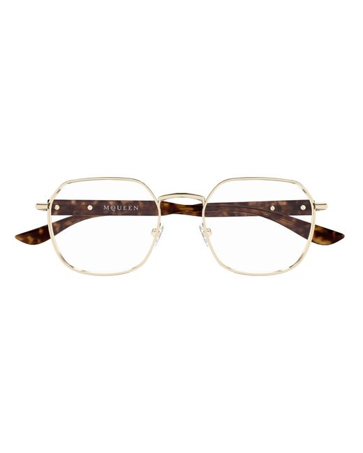 McQueen Black Am0499O 003 Optical Frames Acetate Transparent Geometric for men