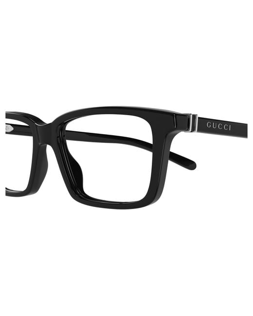 Gucci Black Gg1672O 005 Optical Frames Acetate Transparent Squared for men