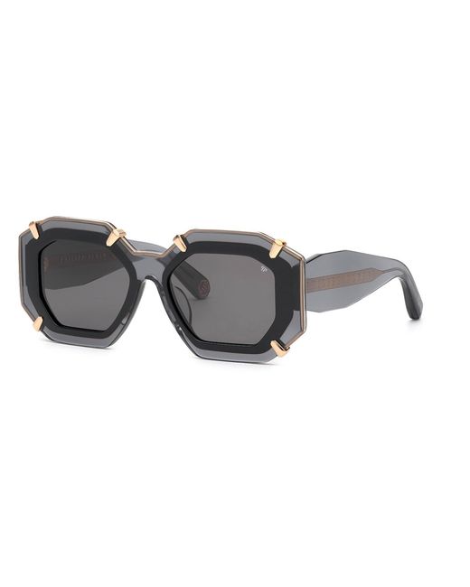 Philipp Plein Black Spp098V Plein Supreme Star 819 Sunglasses Acetate Smoke Geometric Normal