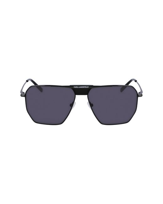 Karl Lagerfeld Black Kl350S 001 Sunglasses Metal Pilot Normal Normal for men