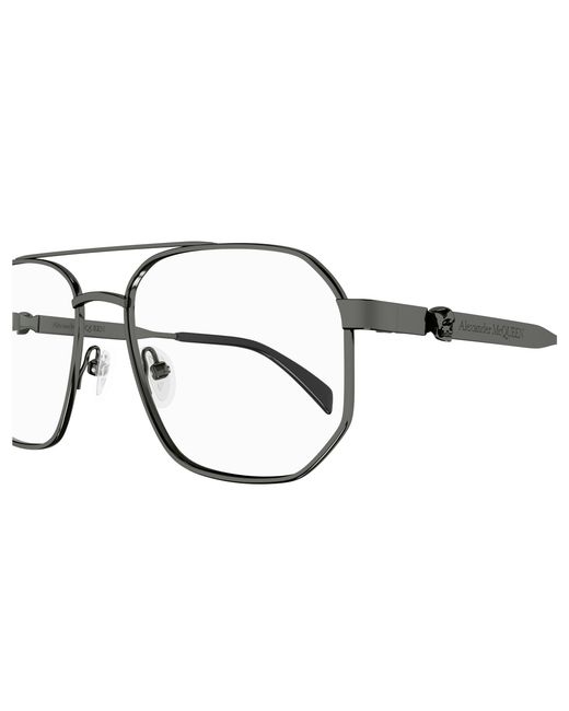 McQueen Black Am0459O 001 Optical Frames Acetate Transparent Pilot for men