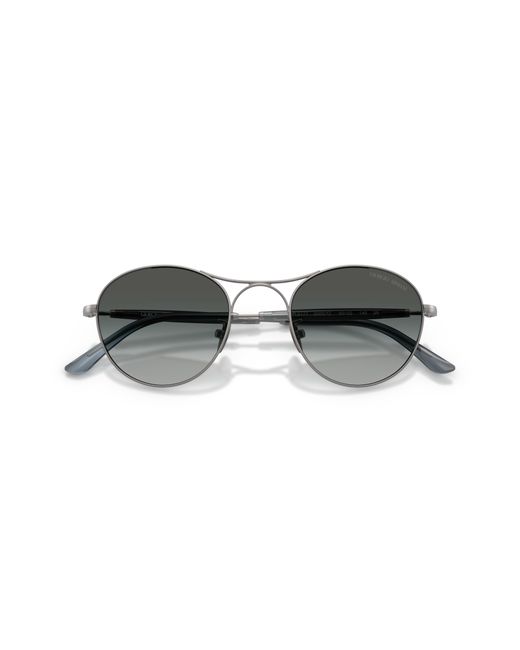 Giorgio Armani Black Ar6177 30037Z Sunglasses Steel Round Normal Shaded for men