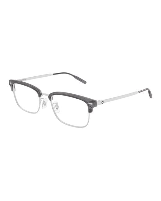 Montblanc Black Mb0493Oj 004 Optical Frames Metal Transparent Squared for men