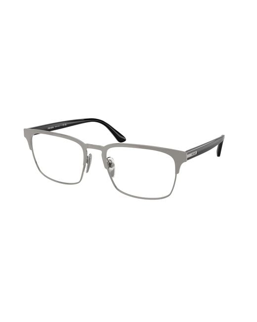 Prada Black Pr 58Zv 5Av1O1 Optical Frames Steel Squared Normal for men