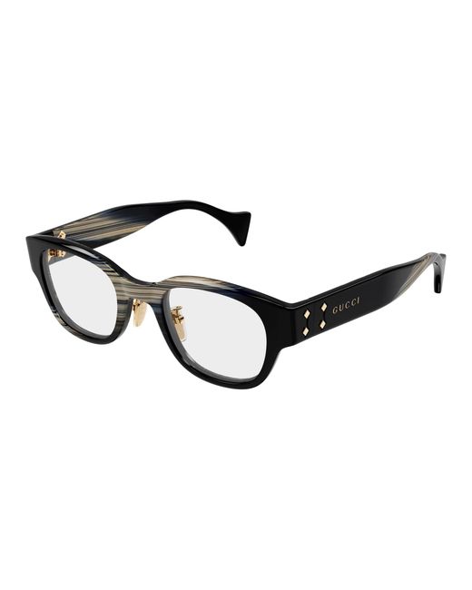 Gucci Black Gg2001Oj 003 Optical Frames Acetate Transparent Round for men