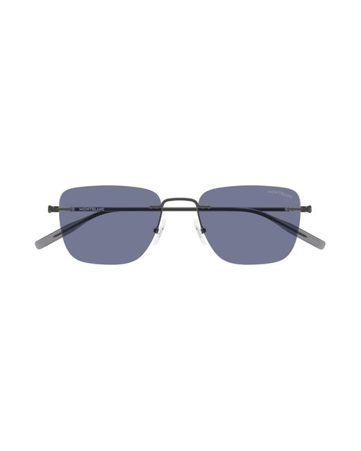 Montblanc Black Mb0470S 004 Sunglasses Metal Squared for men