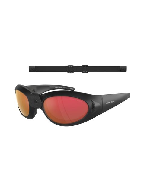 Giorgio Armani Black Ar8201Q 50426Q Sunglasses Injected Round Mirrored for men
