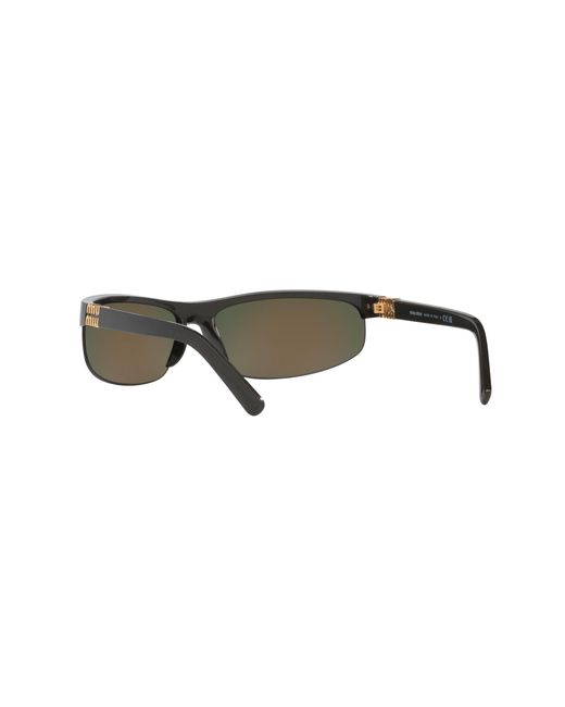Miu Miu Black Mu A02S 17Y5M0 Sunglasses Injected Round Mirrored