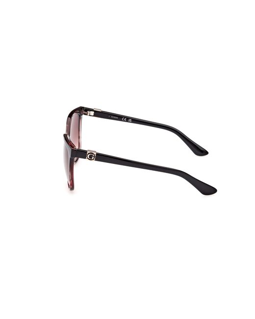 Guess Black Gu7864 55T Sunglasses Injected Bordeaux Round Normal Shaded