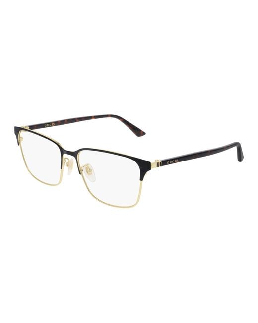 Gucci Black Gg0756Oa 002 Optical Frames Metal Squared for men
