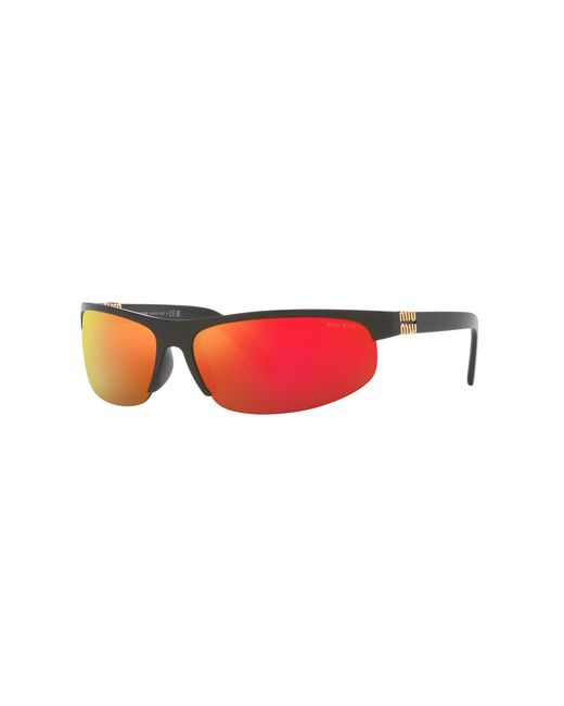 Miu Miu Black Mu A02S 17Y5M0 Sunglasses Injected Round Mirrored