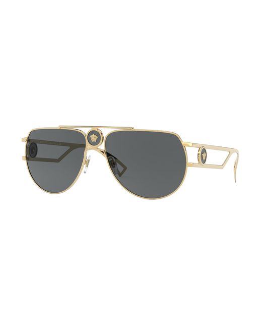 Versace Black Ve2225 100287 Sunglasses Metal Pilot Normal for men