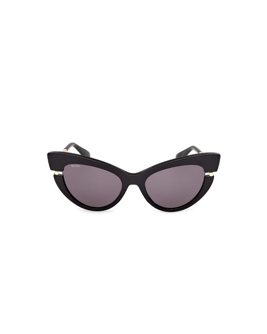 Max Mara Black Mm0187 01A Sunglasses Acetate Smoke Cat Eye Normal