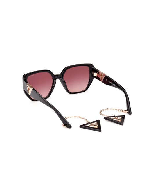 Guess Black Gu7892 01T Sunglasses Acetate Bordeaux Geometric Normal Shaded