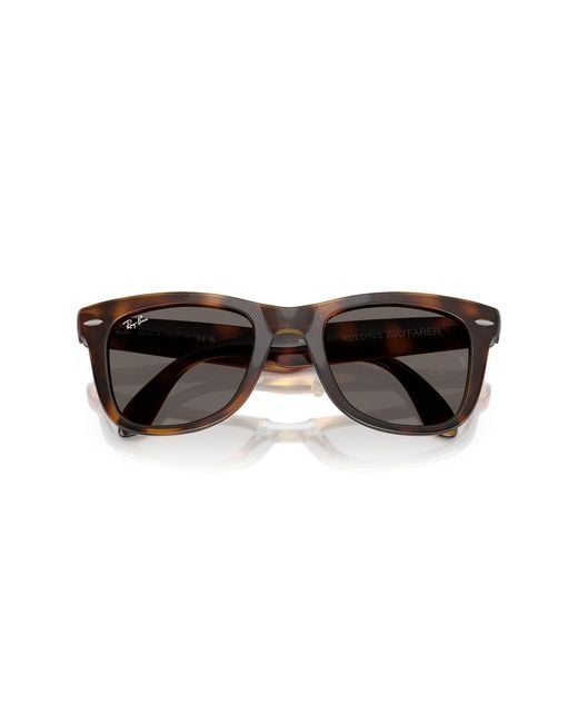 Ray-Ban Black Sunglasses Wayfarer Folding Classic - Blue Frame Grey Lenses 50-22 for men