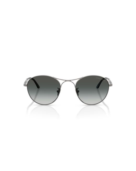 Giorgio Armani Black Ar6177 30037Z Sunglasses Steel Round Normal Shaded for men