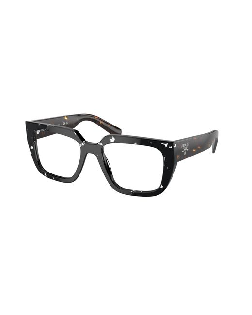 Prada Black Pr A03V 15O1O1 Optical Frames Acetate Transparent Geometric Normal