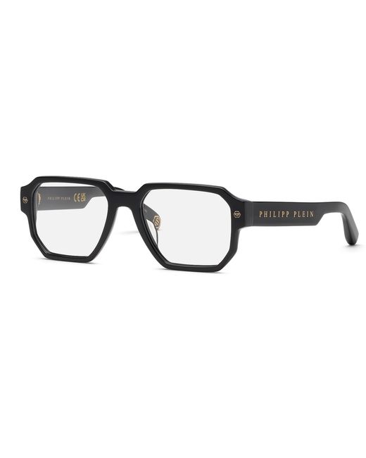 Philipp Plein Black Vpp199V Plein Stud 700Y Optical Frames Acetate Geometric for men