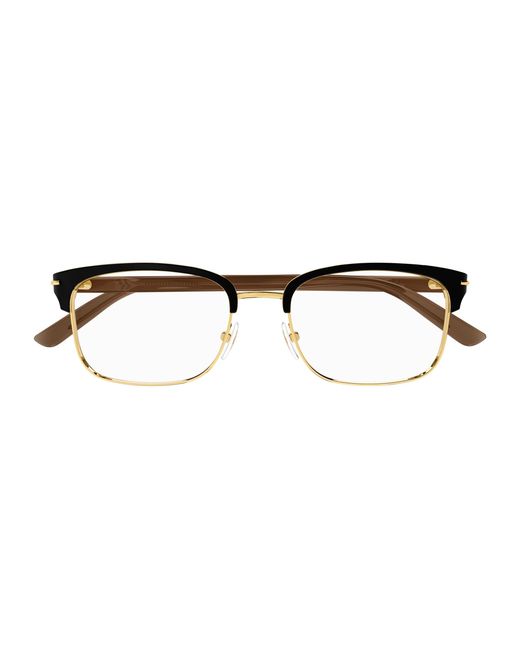 Gucci Black Gg1448O 002 Optical Frames Metal Transparent Squared for men