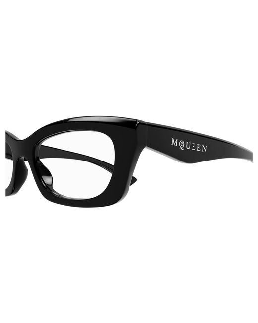 McQueen Black Am0474O 001 Optical Frames Acetate Transparent Squared