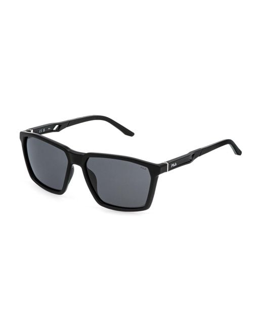 Fila Black Sfia07 U28P Sunglasses Injected Smoke Geometric Polarized for men