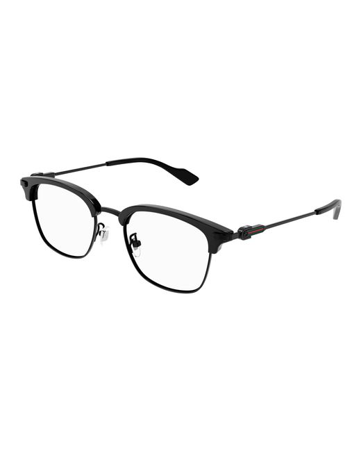 Gucci Black Gg1606Ok 003 Optical Frames Titanium Transparent Round for men
