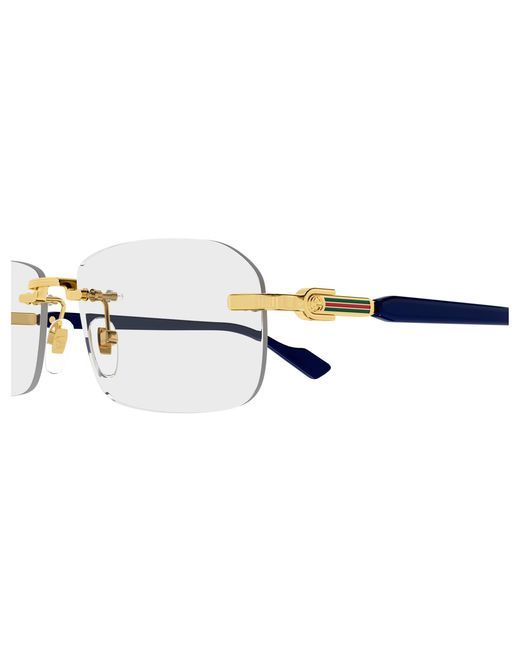 Gucci Black Gg1221O 005 Optical Frames Metal Transparent Squared for men