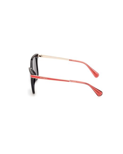 MAX&Co. Black Mo0100 01C Sunglasses Injected Smoke Round Normal