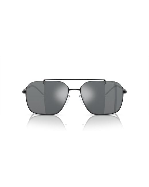 Emporio Armani Black Ea2150 30146G Sunglasses Metal Squared Mirrored Mirror for men