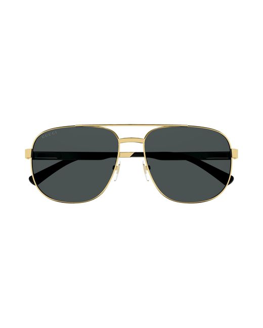 Gucci Black Gg1223S 002 Sunglasses Metal Squared Normal for men