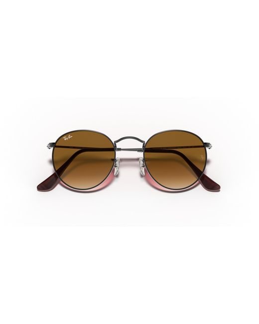 Ray-Ban Multicolor Sunglasses Man Round Flat Lenses - Gunmetal Frame Brown Lenses 50-21 for men