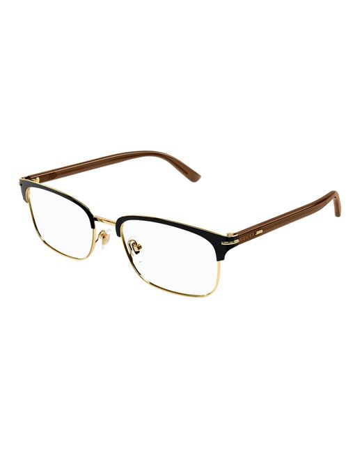 Gucci Black Gg1448O 002 Optical Frames Metal Transparent Squared for men