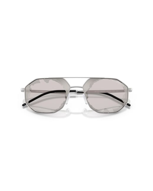 Emporio Armani Black Ea2147 30157F Sunglasses Metal Smoke Geometric Normal Mirror for men