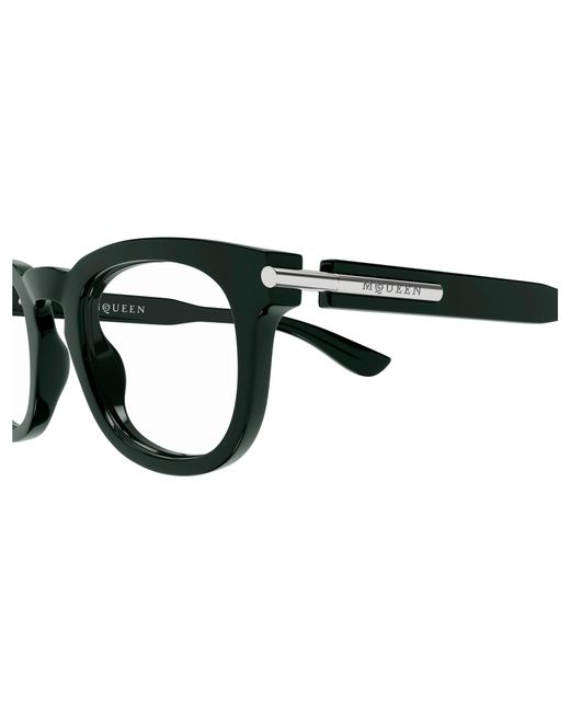 McQueen Black Am0498O 004 Optical Frames Acetate Transparent Round for men