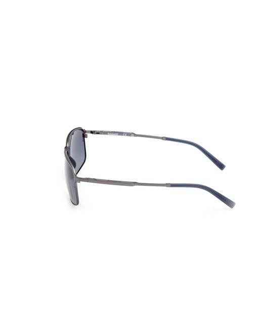 Timberland Black Tb00040 91D Sunglasses Metal Smoke Squared Polarized for men