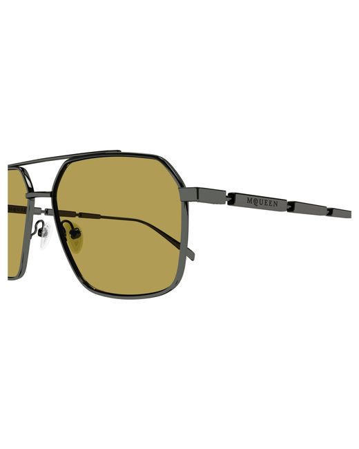 McQueen Black Am0477S 003 Sunglasses Metal Pilot for men