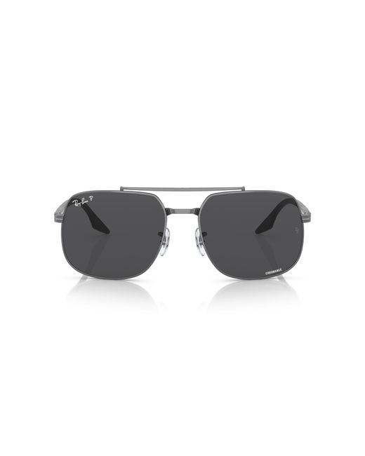 Ray-Ban Black Polarized Dark Grey Square Sunglasses