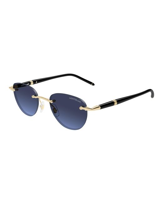 Montblanc Black Mb0412S 006 Sunglasses Metal Round for men