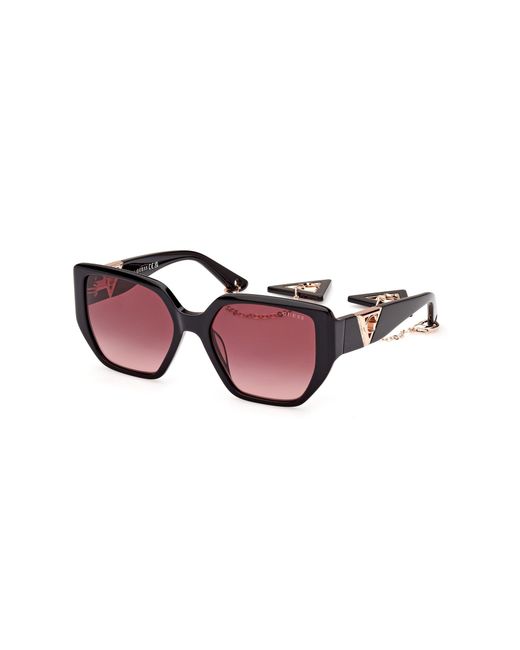 Guess Black Gu7892 01T Sunglasses Acetate Bordeaux Geometric Normal Shaded