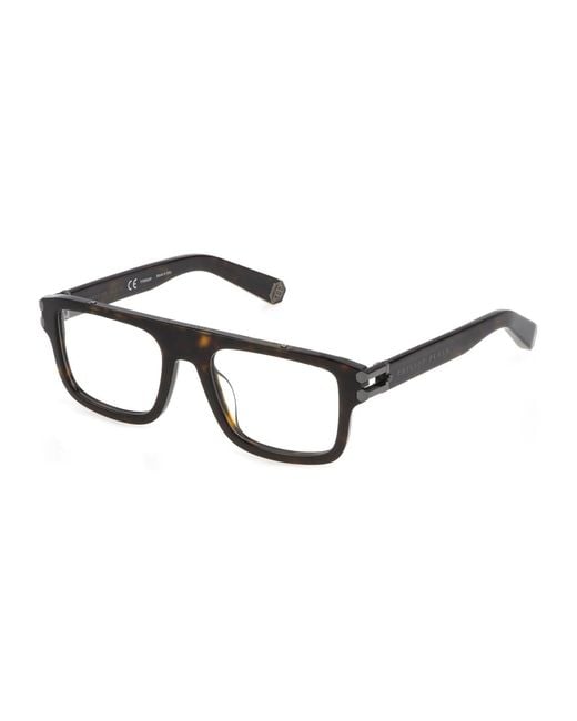 Philipp Plein Black Vpp021M Plein Lightfighter 722 Optical Frames Acetate Squared for men