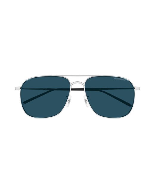 Montblanc Black Mb0417Sa 004 Sunglasses Titanium Pilot for men