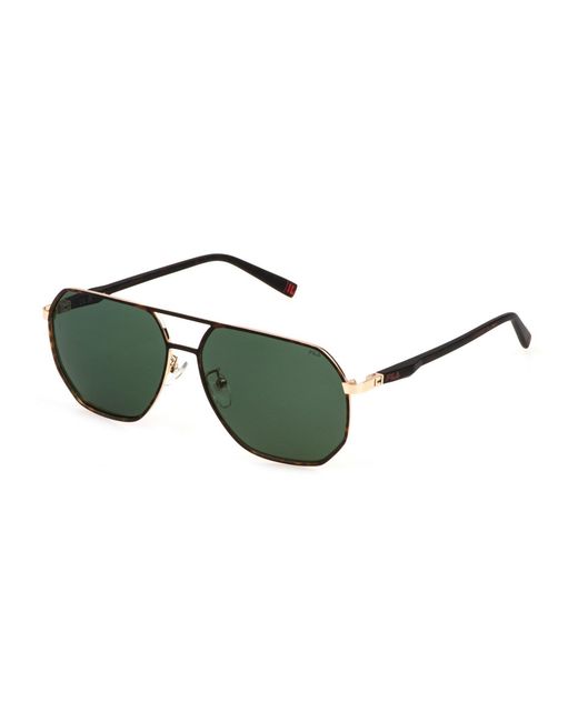 Fila Green Sfi892 320 Sunglasses Metal Geometric Normal for men