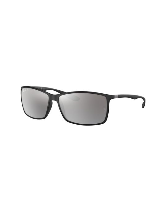 Ray-Ban Rb4179 Liteforce Square Sunglasses, Matte Black/polarized Silver Gradient Mirror, 62 Mm for men