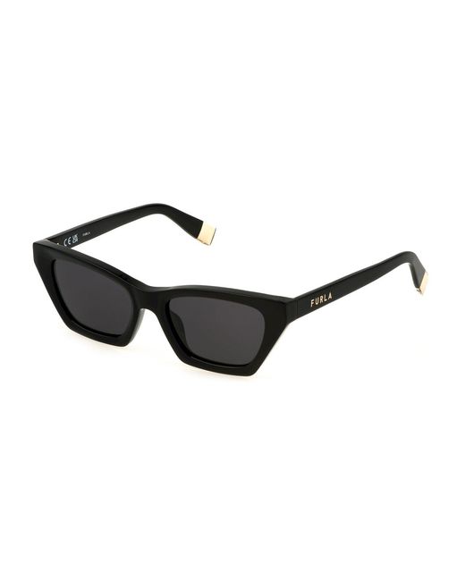 Furla Black Sfu777 0700 Sunglasses Acetate Smoke Cat Eye Normal