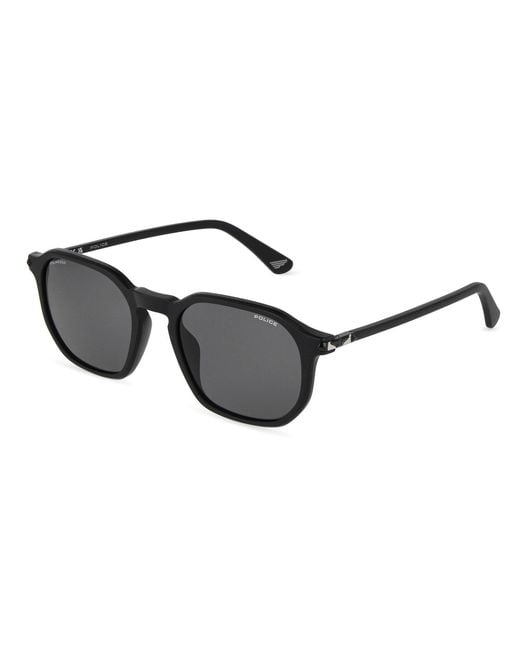 Police Black Splu69 Roadie 8 703P Sunglasses Acetate Smoke Geometric for men